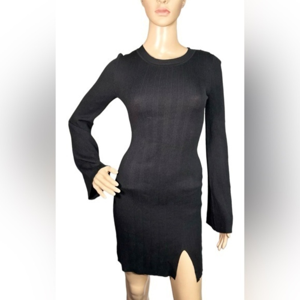 HIPPIE ROSE Crewneck Side-Slit Sweater Dress